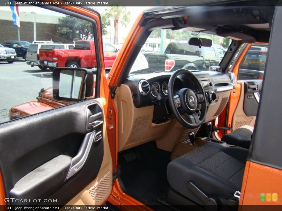 Black/Dark Saddle Interior Photo for the 2011 Jeep Wrangler Sahara 4x4 #69292404