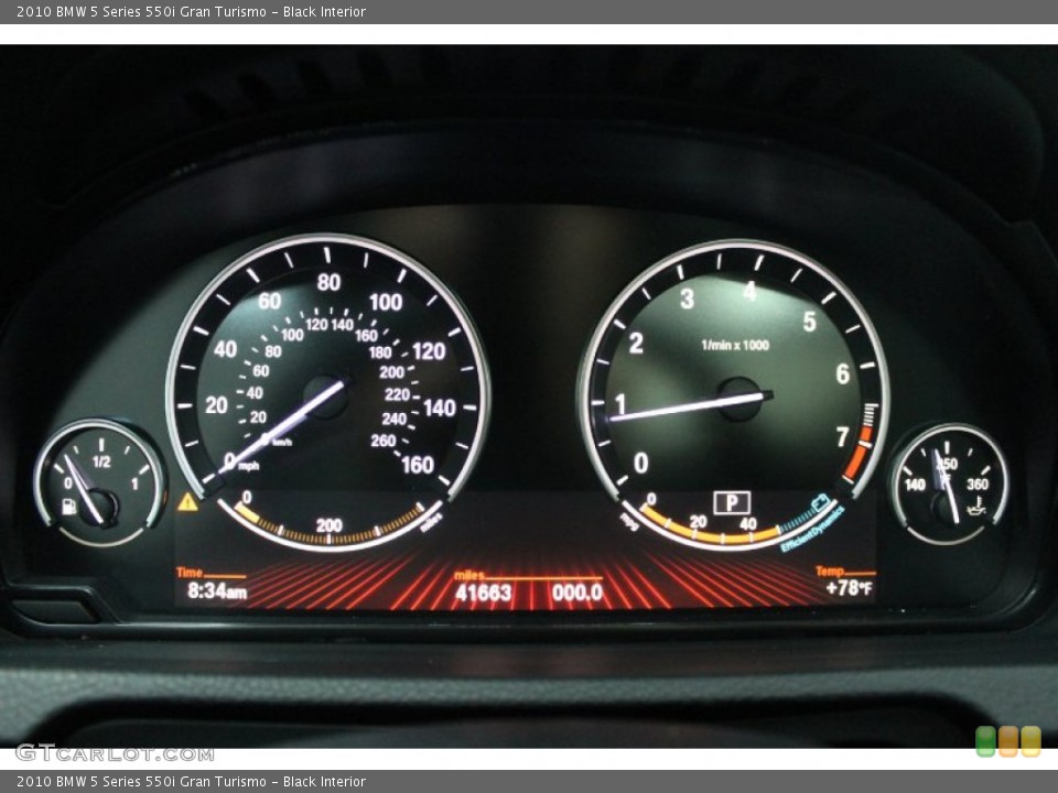 Black Interior Gauges for the 2010 BMW 5 Series 550i Gran Turismo #69321171