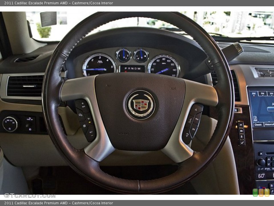 Cashmere/Cocoa Interior Steering Wheel for the 2011 Cadillac Escalade Premium AWD #69325185