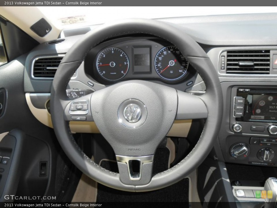 Cornsilk Beige Interior Steering Wheel for the 2013 Volkswagen Jetta TDI Sedan #69326181