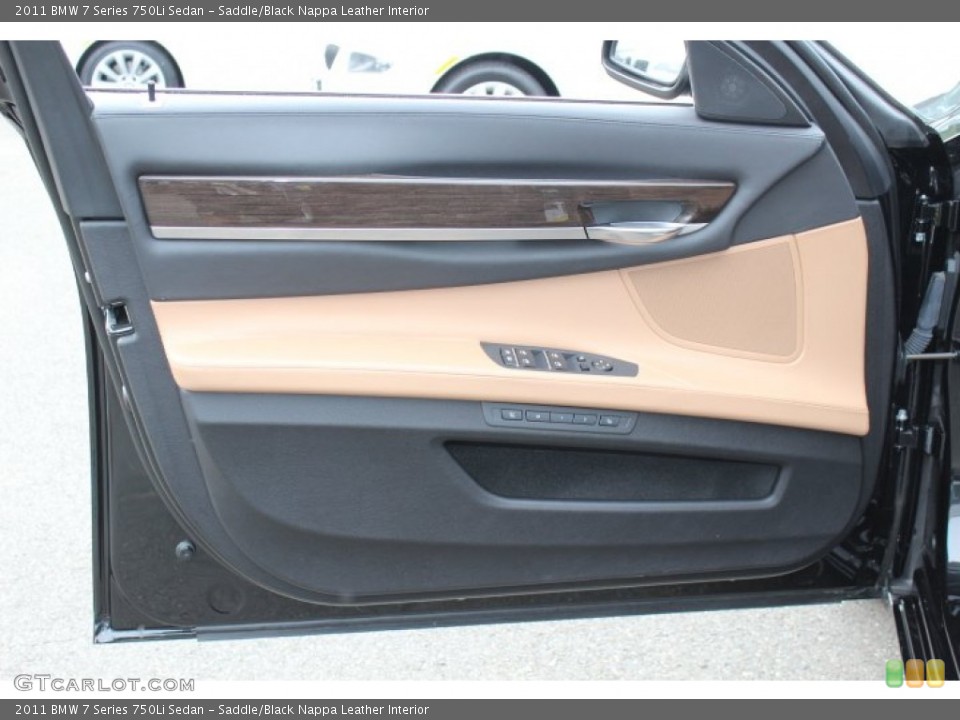 Saddle/Black Nappa Leather Interior Door Panel for the 2011 BMW 7 Series 750Li Sedan #69361174