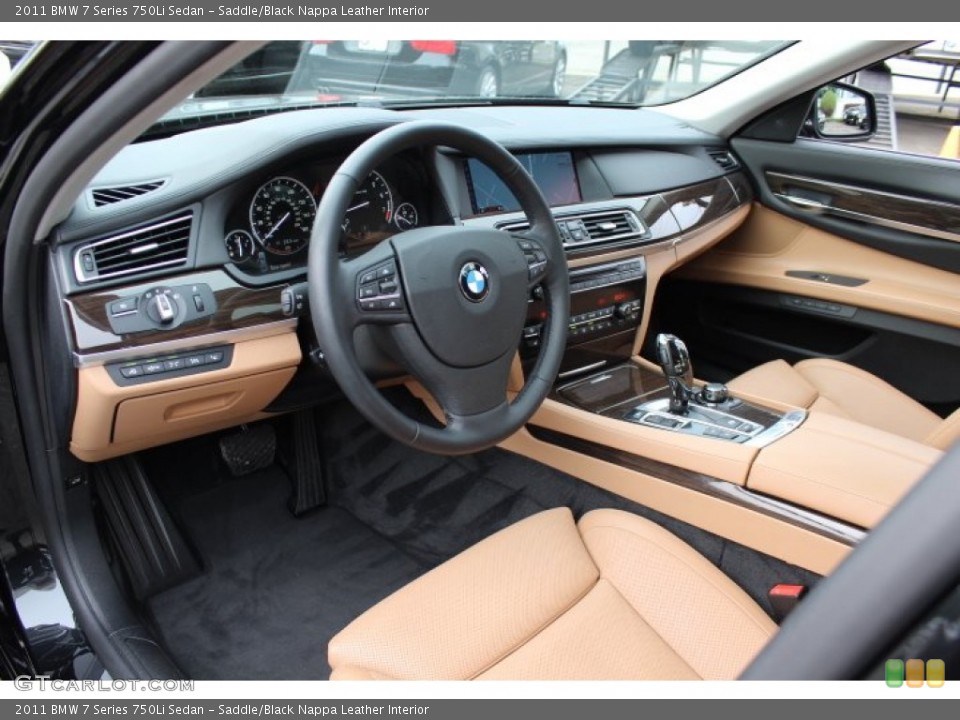 Saddle/Black Nappa Leather Interior Prime Interior for the 2011 BMW 7 Series 750Li Sedan #69361183