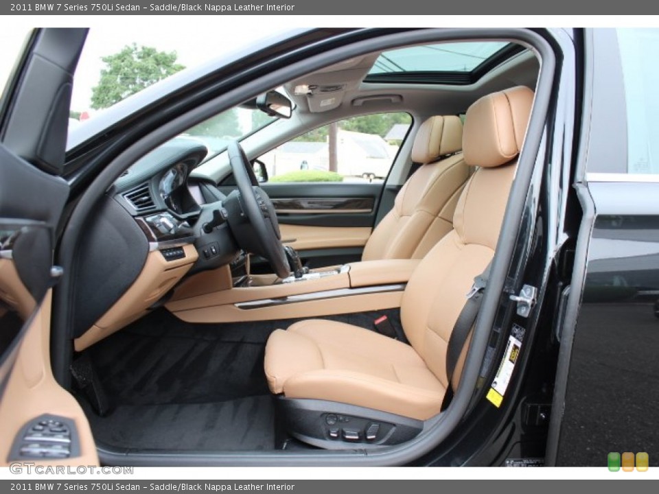 Saddle/Black Nappa Leather Interior Front Seat for the 2011 BMW 7 Series 750Li Sedan #69361190