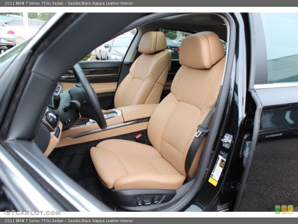 Saddle/Black Nappa Leather Interior Front Seat for the 2011 BMW 7 Series 750Li Sedan #69361197