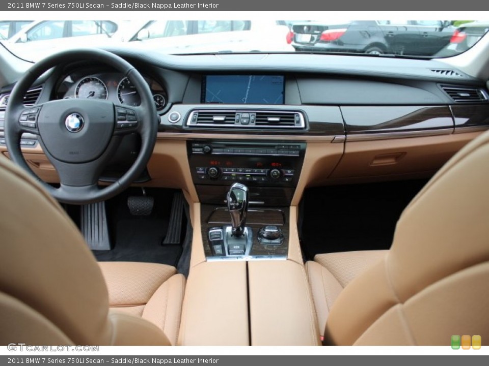 Saddle/Black Nappa Leather Interior Dashboard for the 2011 BMW 7 Series 750Li Sedan #69361204
