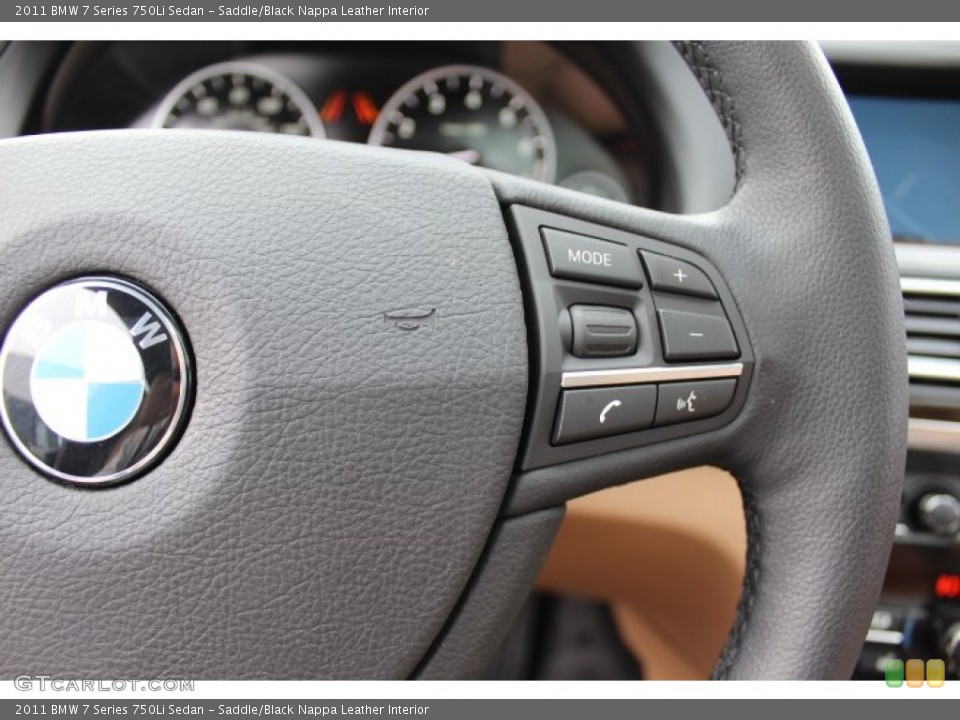 Saddle/Black Nappa Leather Interior Controls for the 2011 BMW 7 Series 750Li Sedan #69361249