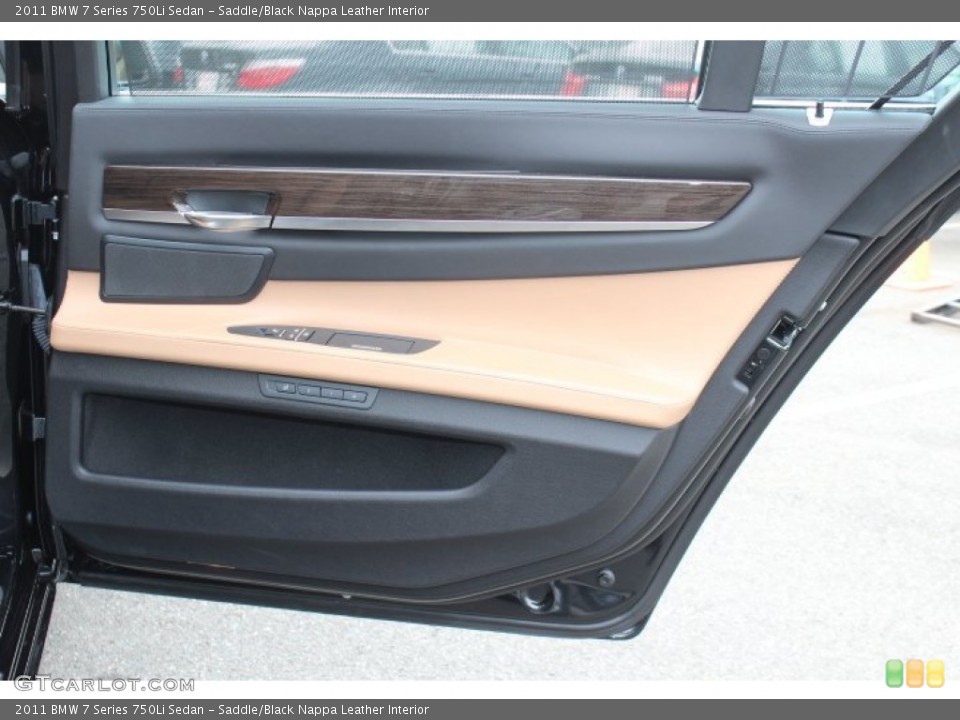 Saddle/Black Nappa Leather Interior Door Panel for the 2011 BMW 7 Series 750Li Sedan #69361288
