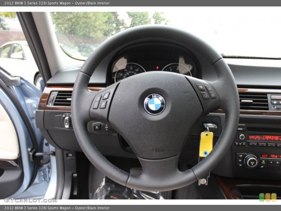 Oyster/Black Interior Steering Wheel for the 2012 BMW 3 Series 328i Sports Wagon #69361528