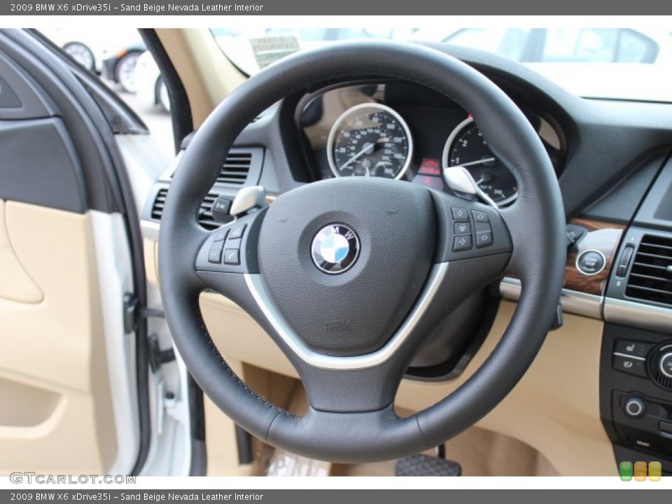 Sand Beige Nevada Leather Interior Steering Wheel for the 2009 BMW X6 xDrive35i #69362374