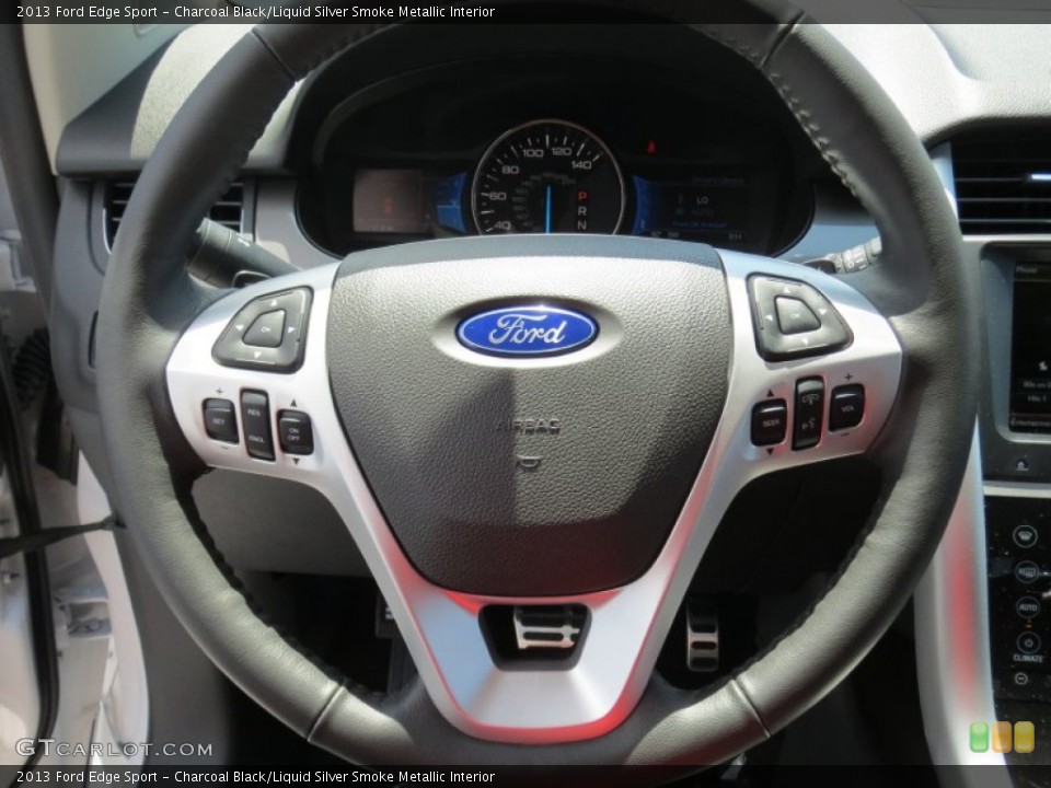 Charcoal Black/Liquid Silver Smoke Metallic Interior Steering Wheel for the 2013 Ford Edge Sport #69370421