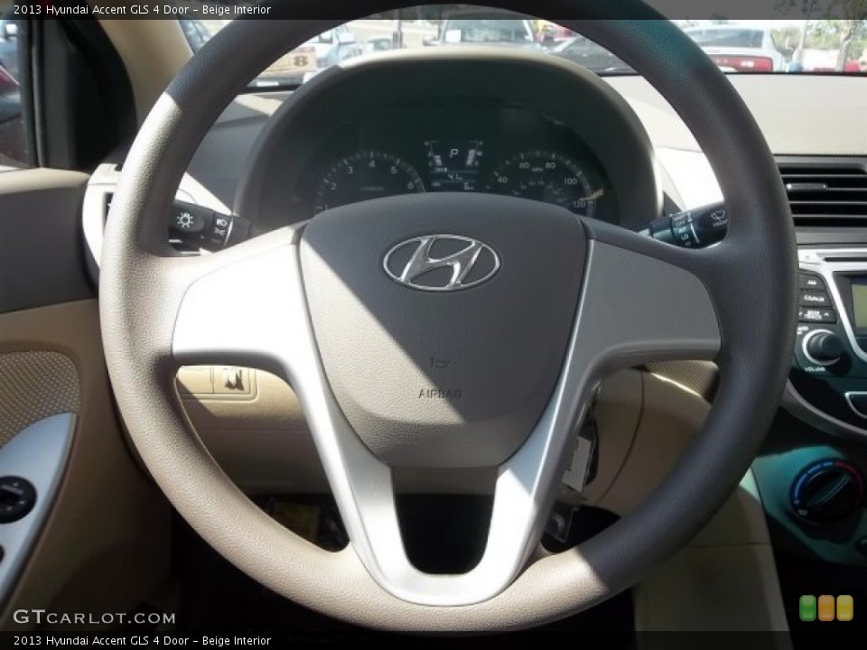 Beige Interior Steering Wheel for the 2013 Hyundai Accent GLS 4 Door #69419377