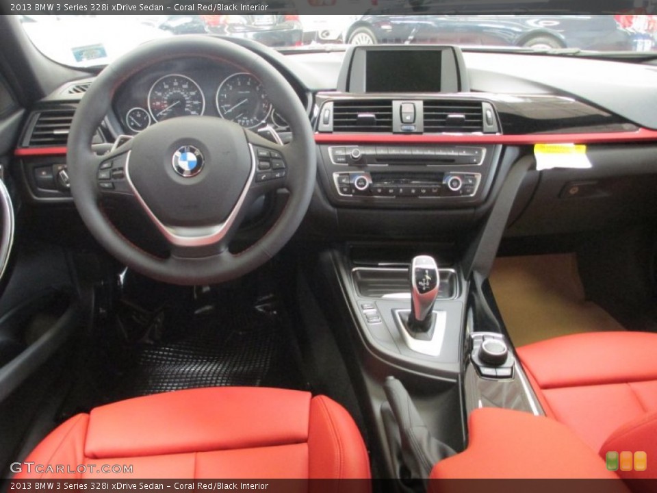Coral Red/Black Interior Dashboard for the 2013 BMW 3 Series 328i xDrive Sedan #69425902
