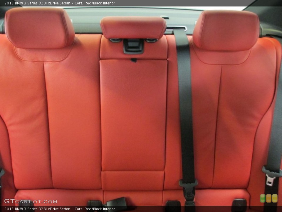 Coral Red/Black Interior Rear Seat for the 2013 BMW 3 Series 328i xDrive Sedan #69425944