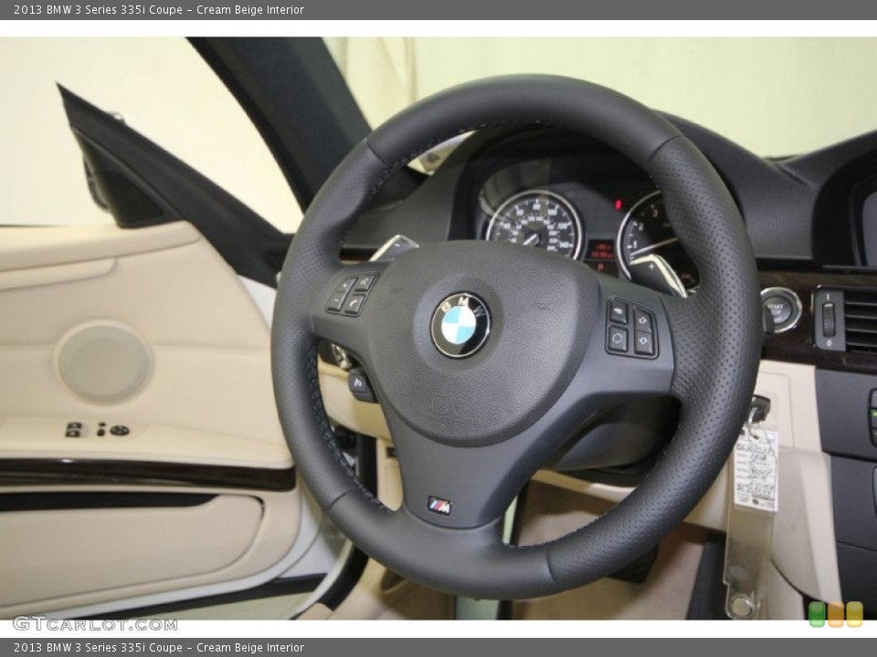 Cream Beige Interior Steering Wheel for the 2013 BMW 3 Series 335i Coupe #69434239