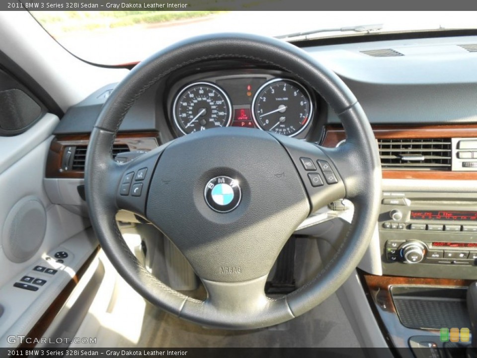 Gray Dakota Leather Interior Steering Wheel for the 2011 BMW 3 Series 328i Sedan #69440200