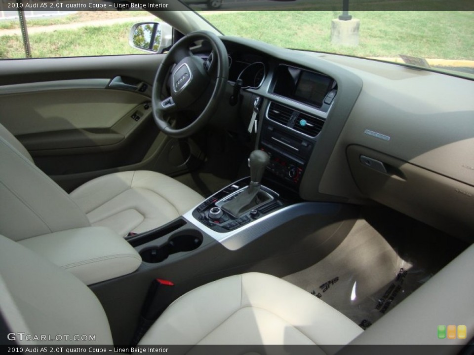 Linen Beige Interior Dashboard for the 2010 Audi A5 2.0T quattro Coupe #69455848