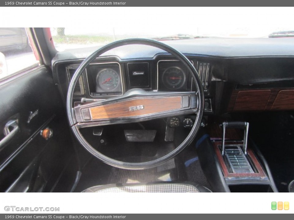 Black/Gray Houndstooth Interior Steering Wheel for the 1969 Chevrolet Camaro SS Coupe #69456736