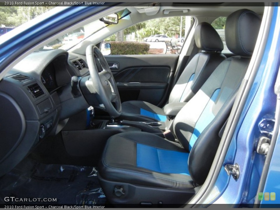 Charcoal Black/Sport Blue Interior Front Seat for the 2010 Ford Fusion Sport #69471139