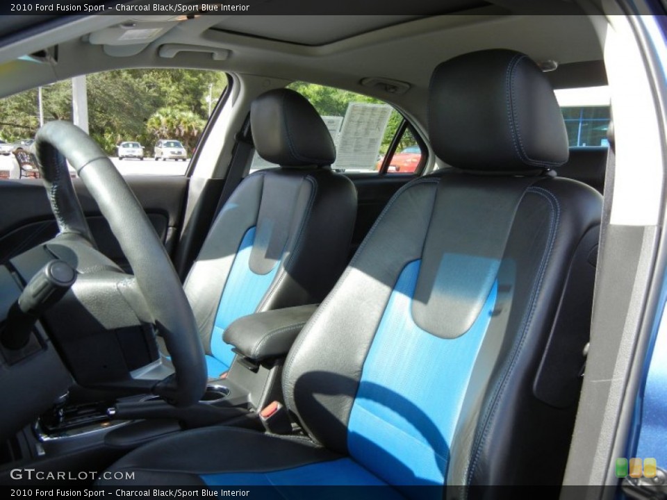 Charcoal Black/Sport Blue Interior Front Seat for the 2010 Ford Fusion Sport #69471153