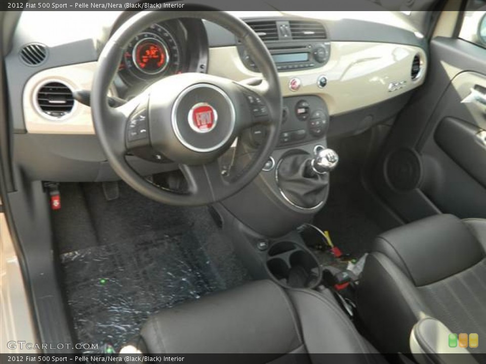 Pelle Nera/Nera (Black/Black) Interior Prime Interior for the 2012 Fiat 500 Sport #69481600