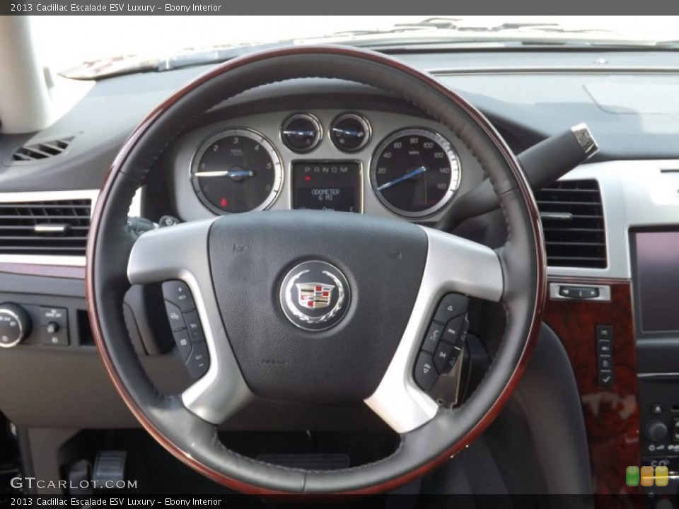 Ebony Interior Steering Wheel for the 2013 Cadillac Escalade ESV Luxury #69483136