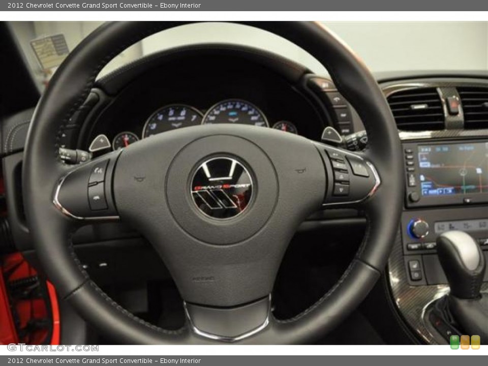 Ebony Interior Steering Wheel for the 2012 Chevrolet Corvette Grand Sport Convertible #69483691