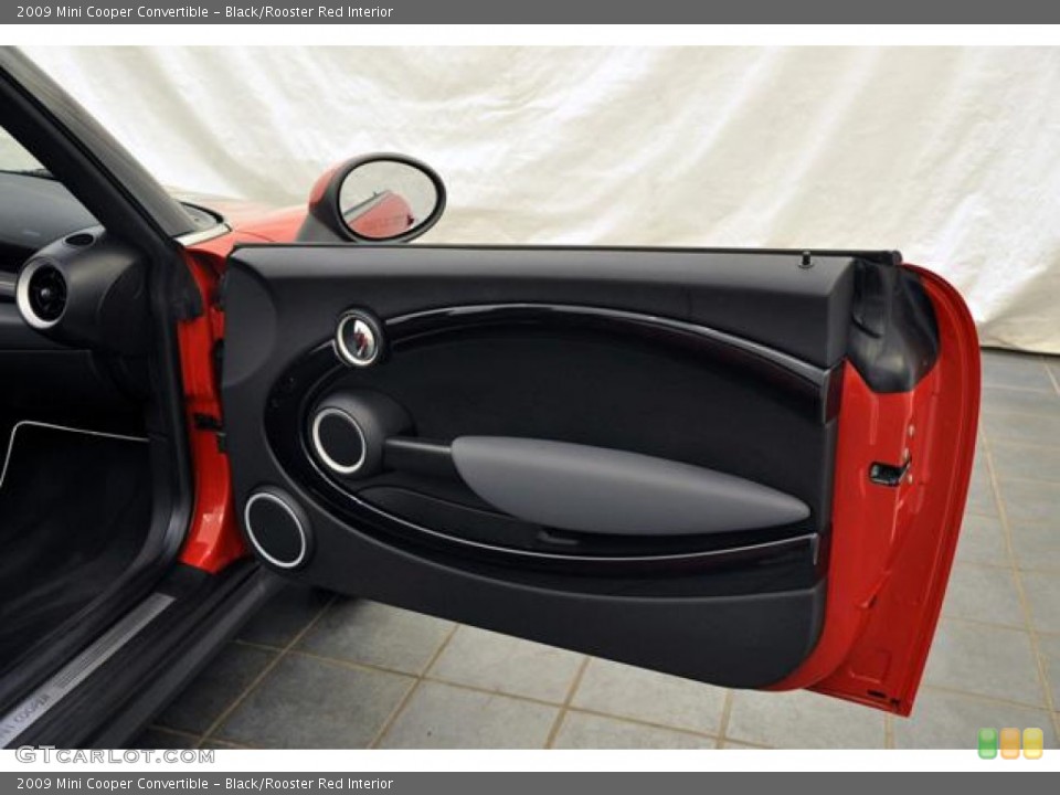 Black/Rooster Red Interior Door Panel for the 2009 Mini Cooper Convertible #69493450