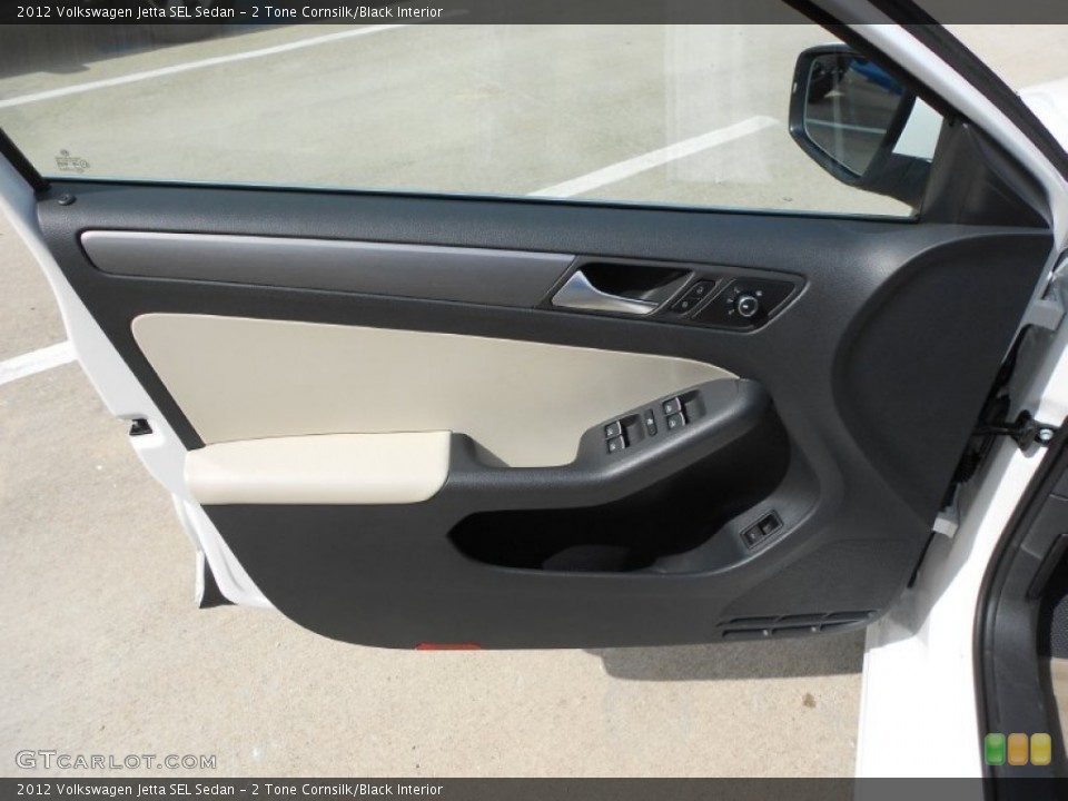 2 Tone Cornsilk/Black Interior Door Panel for the 2012 Volkswagen Jetta SEL Sedan #69494812
