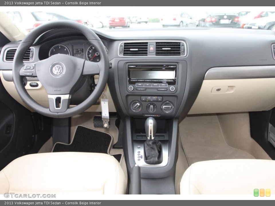 Cornsilk Beige Interior Dashboard for the 2013 Volkswagen Jetta TDI Sedan #69542548