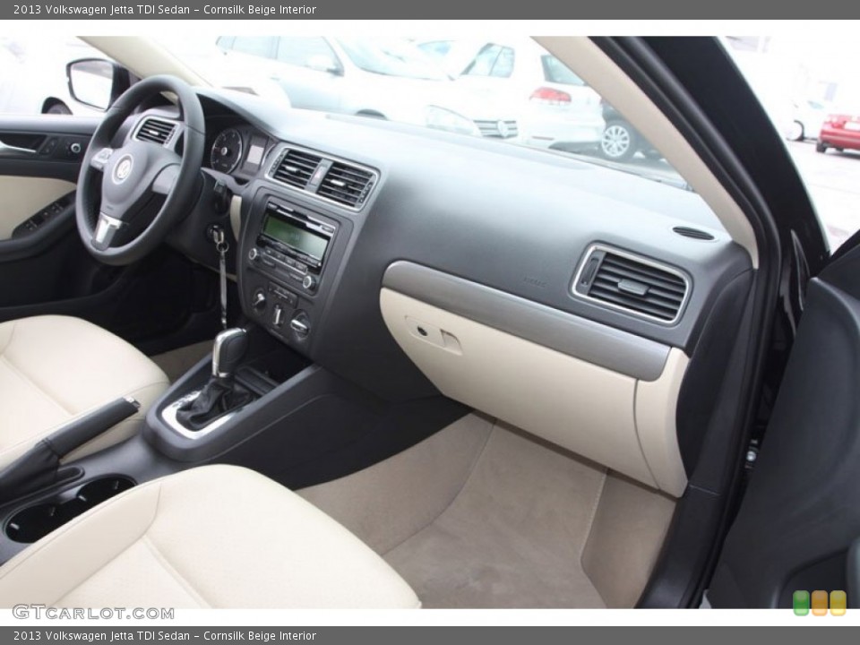 Cornsilk Beige Interior Dashboard for the 2013 Volkswagen Jetta TDI Sedan #69542619