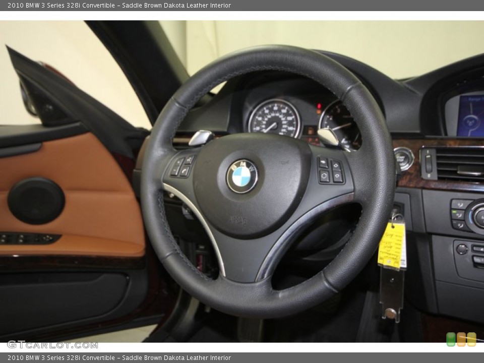 Saddle Brown Dakota Leather Interior Steering Wheel for the 2010 BMW 3 Series 328i Convertible #69550386