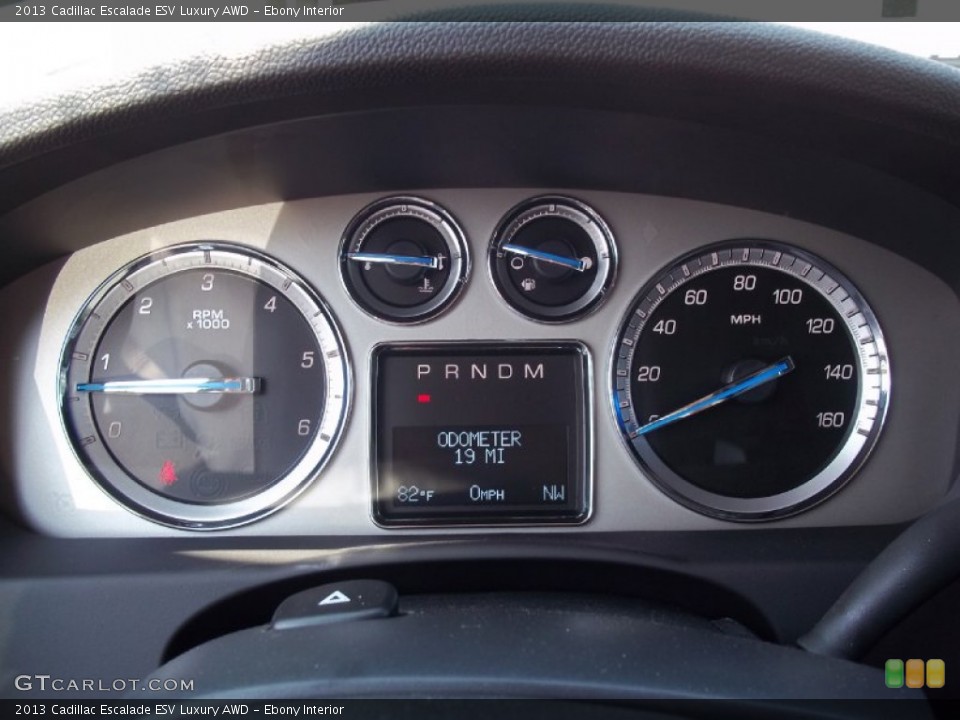 Ebony Interior Gauges for the 2013 Cadillac Escalade ESV Luxury AWD #69614107
