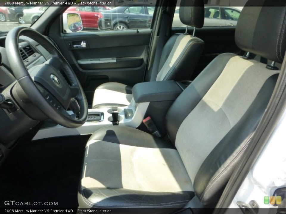 Black/Stone Interior Front Seat for the 2008 Mercury Mariner V6 Premier 4WD #69663762