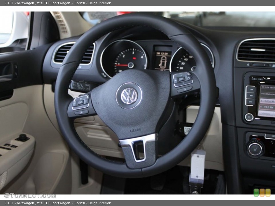 Cornsilk Beige Interior Steering Wheel for the 2013 Volkswagen Jetta TDI SportWagen #69668430