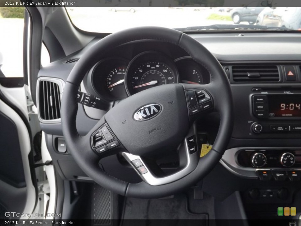 Black Interior Steering Wheel for the 2013 Kia Rio EX Sedan #69679524