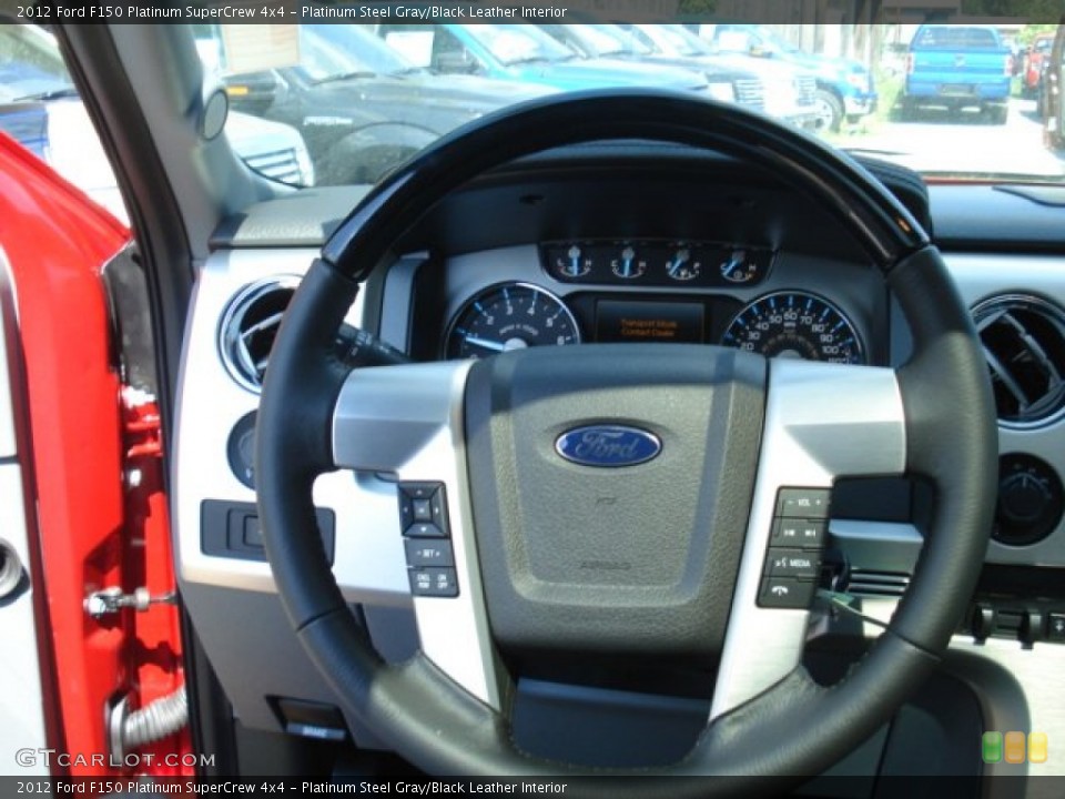 Platinum Steel Gray/Black Leather Interior Steering Wheel for the 2012 Ford F150 Platinum SuperCrew 4x4 #69687489
