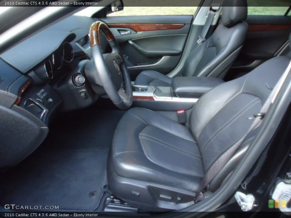 Ebony Interior Front Seat for the 2010 Cadillac CTS 4 3.6 AWD Sedan #69697365
