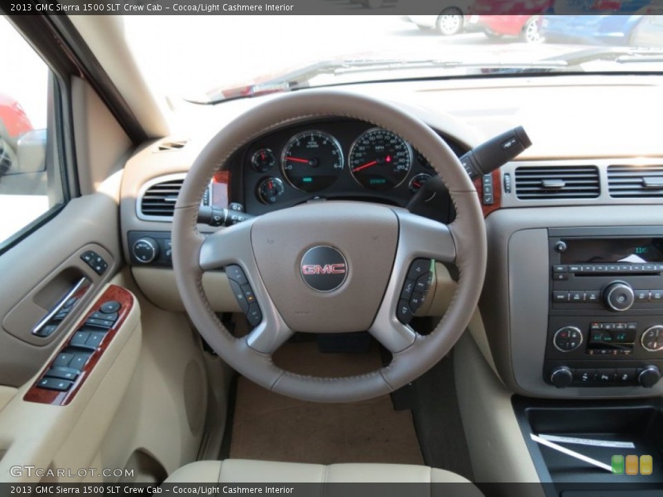 Cocoa/Light Cashmere Interior Steering Wheel for the 2013 GMC Sierra 1500 SLT Crew Cab #69707484