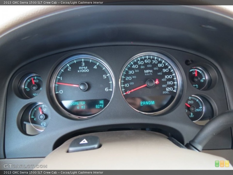 Cocoa/Light Cashmere Interior Gauges for the 2013 GMC Sierra 1500 SLT Crew Cab #69707502