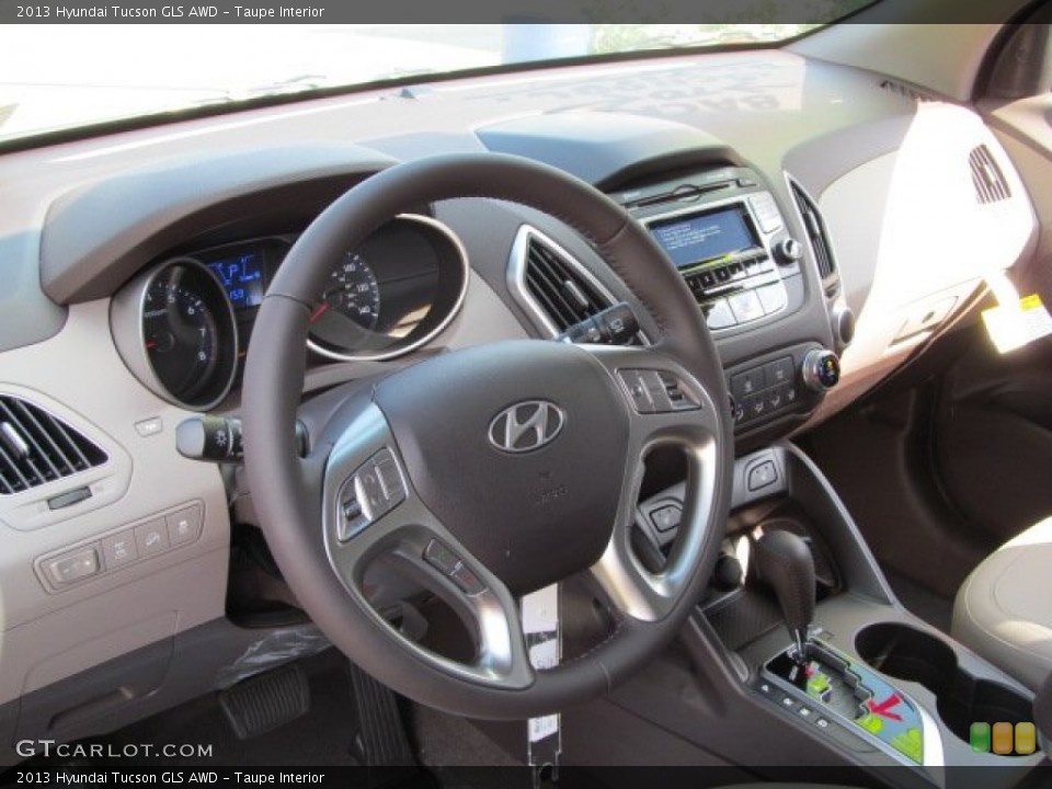 Taupe Interior Steering Wheel for the 2013 Hyundai Tucson GLS AWD #69712074