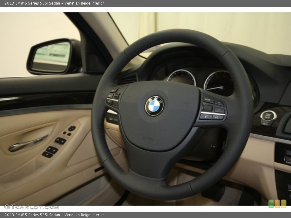 Venetian Beige Interior Steering Wheel for the 2013 BMW 5 Series 535i Sedan #69757174