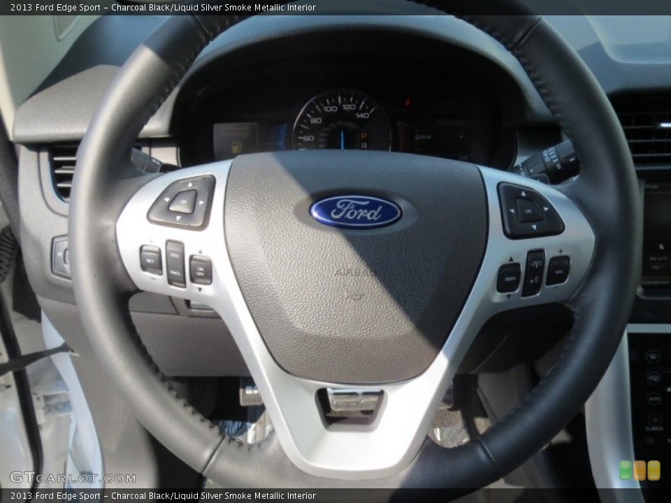 Charcoal Black/Liquid Silver Smoke Metallic Interior Steering Wheel for the 2013 Ford Edge Sport #69778744