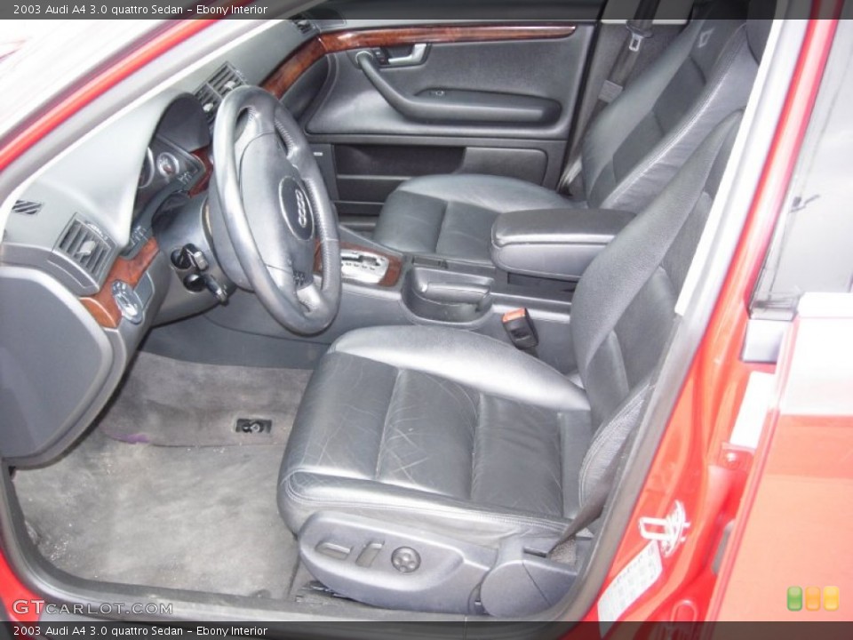 Ebony Interior Front Seat for the 2003 Audi A4 3.0 quattro Sedan #69783019