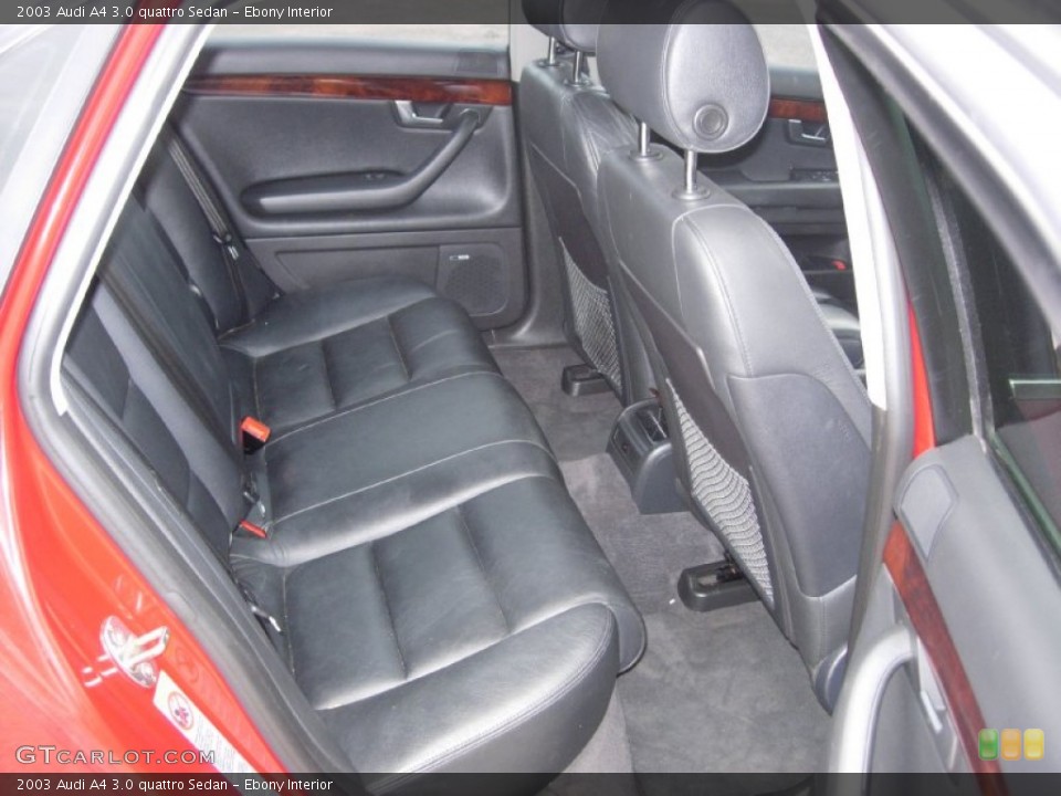 Ebony Interior Rear Seat for the 2003 Audi A4 3.0 quattro Sedan #69783028