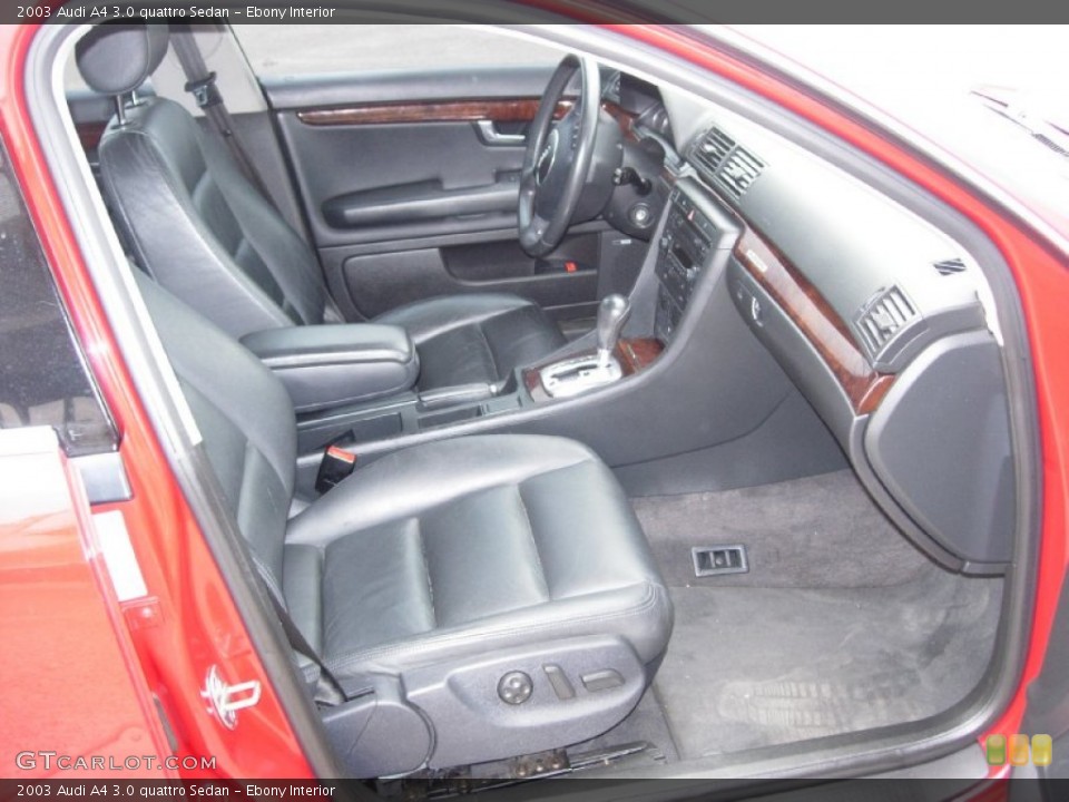 Ebony Interior Front Seat for the 2003 Audi A4 3.0 quattro Sedan #69783034