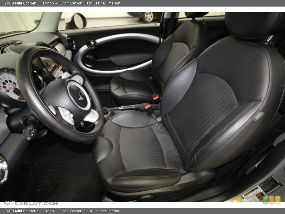 Punch Carbon Black Leather Interior Front Seat for the 2009 Mini Cooper S Hardtop #69793186