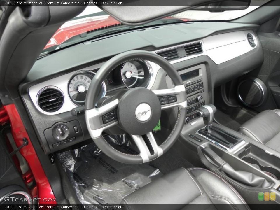 Charcoal Black Interior Prime Interior for the 2011 Ford Mustang V6 Premium Convertible #69803587