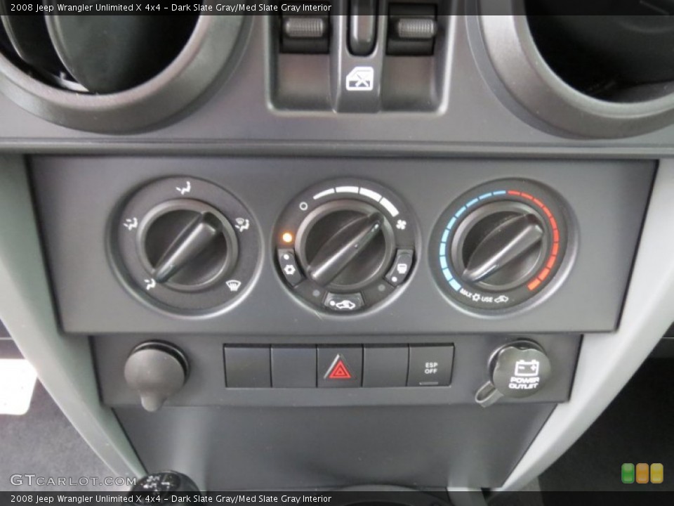 Dark Slate Gray/Med Slate Gray Interior Controls for the 2008 Jeep Wrangler Unlimited X 4x4 #69811498