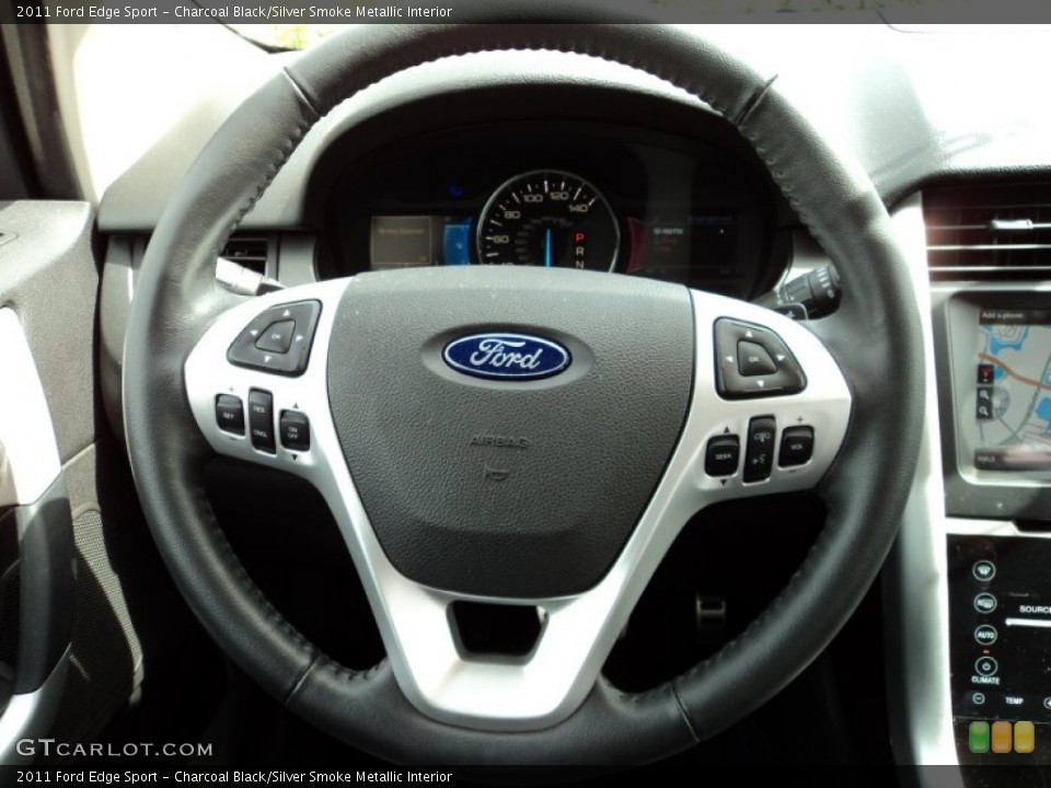 Charcoal Black/Silver Smoke Metallic Interior Steering Wheel for the 2011 Ford Edge Sport #69850210