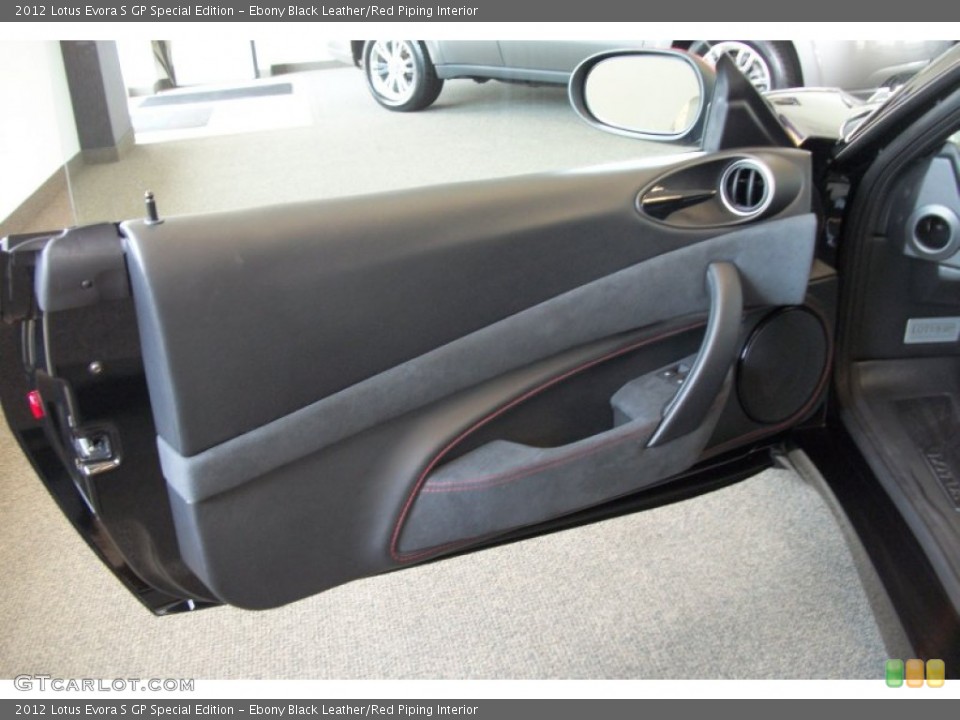 Ebony Black Leather/Red Piping Interior Door Panel for the 2012 Lotus Evora S GP Special Edition #69853060